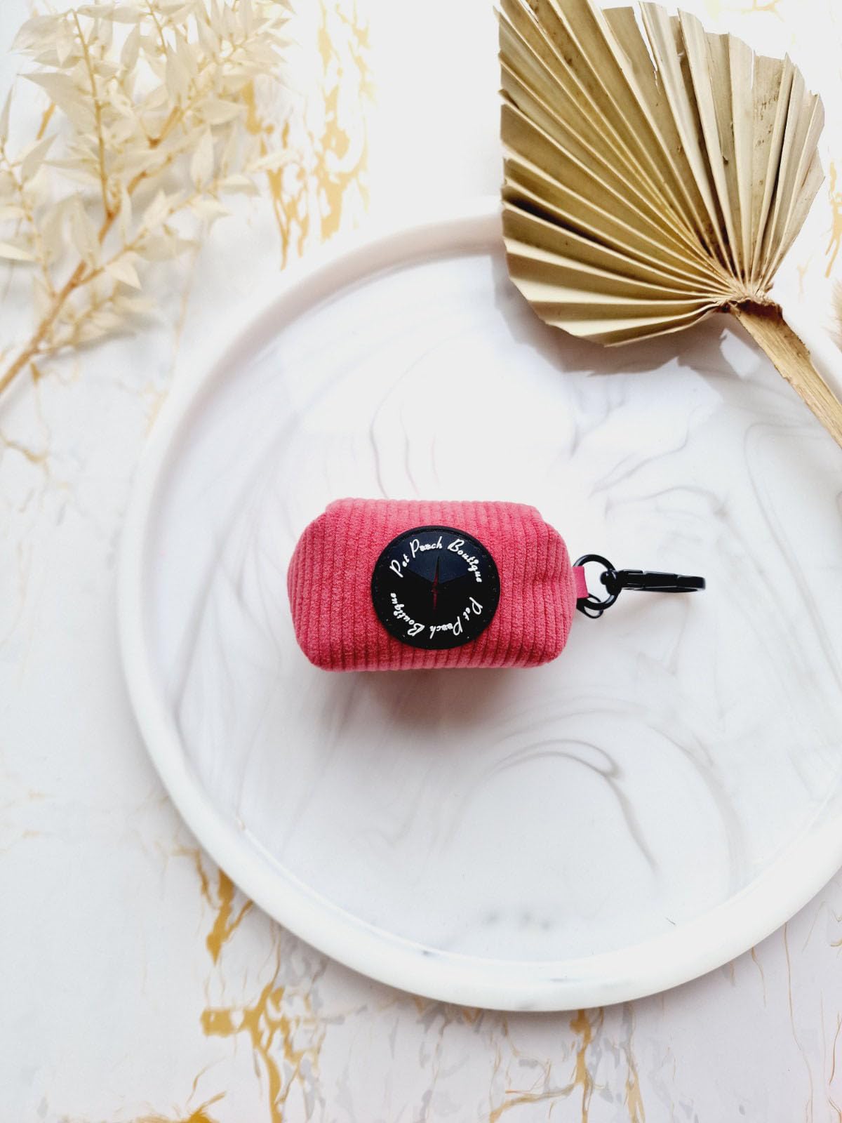 Pet Pooch Boutique ROSE PINK CORD DOG POO BAG HOLDER