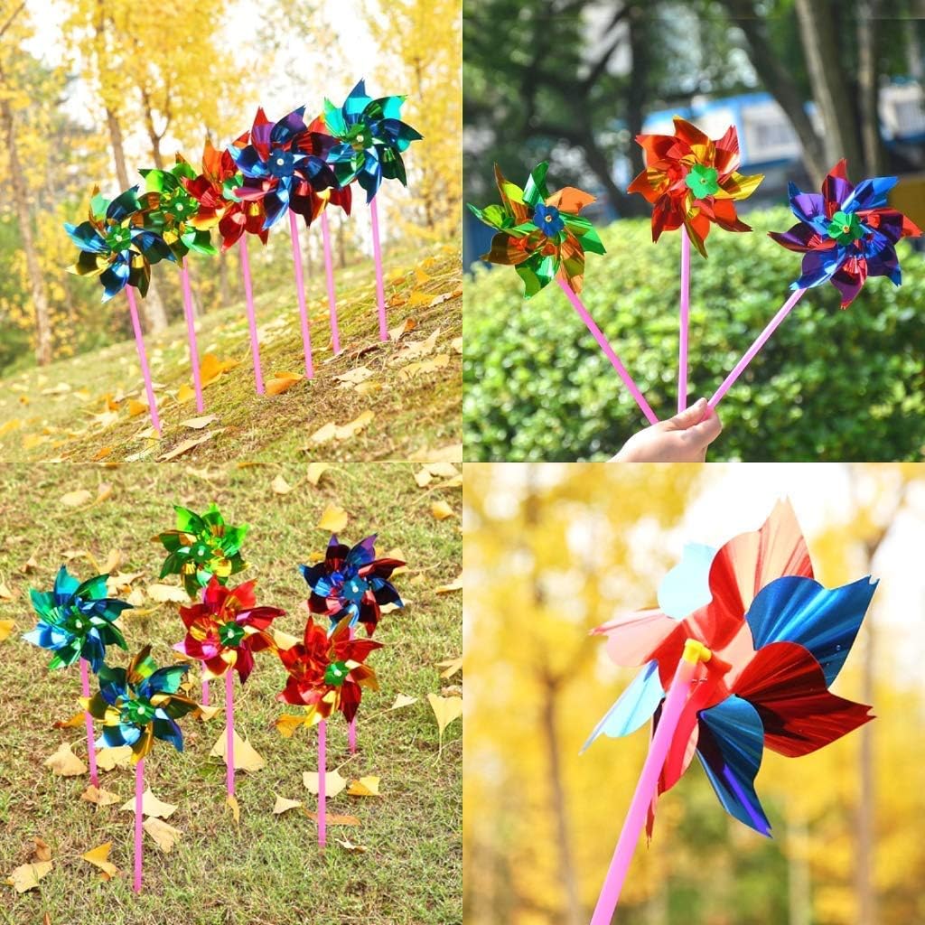 JZK 100x Waterproof foil windmills outdoor toys for children garden decoration ornament pinwheel spinners for kids birthday party favours giveaways thank you gift party bag filler - Image 4