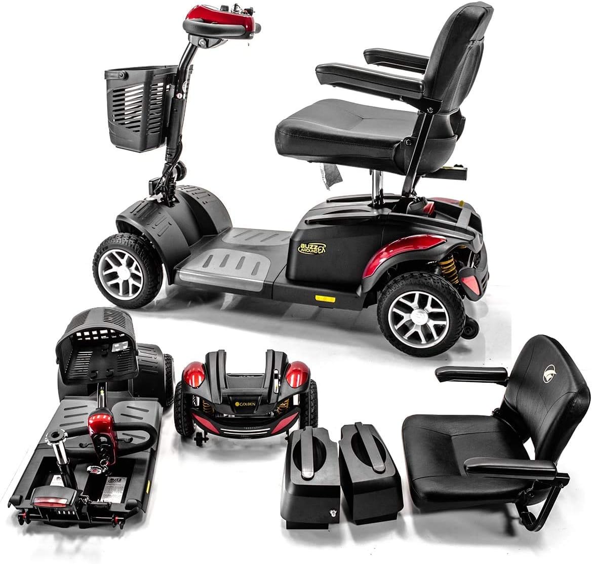 BUZZAROUND EX Extreme 4-Wheel Heavy Duty Long Range Travel Scooter, Red, 18-Inch Seat: Health & Personal Care