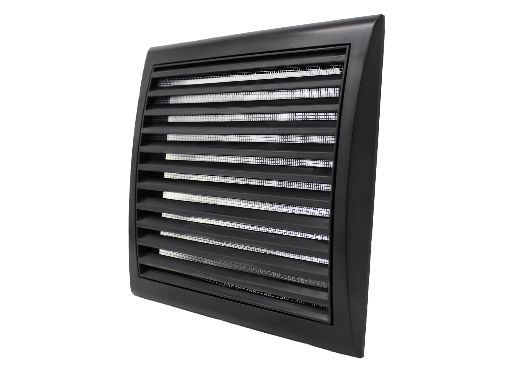 Universal Black Vent Cover with Fly Mesh for 100, 125 or 150 mm Diameter Holes. for Cooker Hoods, Bathroom Extractor Fans, Tumble Dryers. 193x188mm