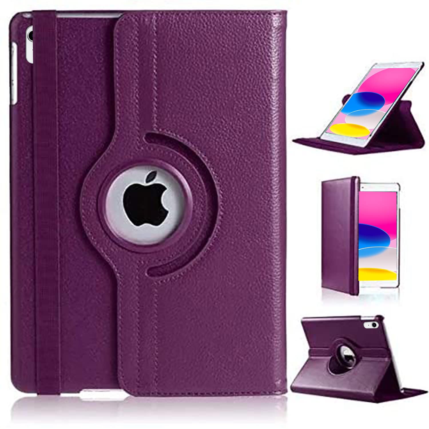 Case For iPad (A16) 11th Generation 2025 11 inch/10th Generation 2022 10.9 inch 360 Degree Rotating Stand Multi-Angle Viewing Smart Folio Kids Friendly Protective Cover for iPad 2025/2022 (PURPLE)
