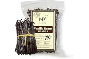AKSHIT Bulk Vanilla Beans Grade A + | 1 LB Vanilla Bean Pods for Making Vanilla Extract | NON GMO | Premium Natural Vanilla beans For Baking, Cooking, Desserts | 6-8 Inches | NY Vanilla.
