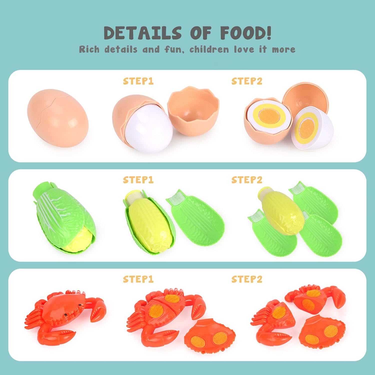 GILOBABY Kids Toy Kitchen Accessories, A Complete Playset with Play Food, Pots, Pans, Fruits & Vegetables - Image 3