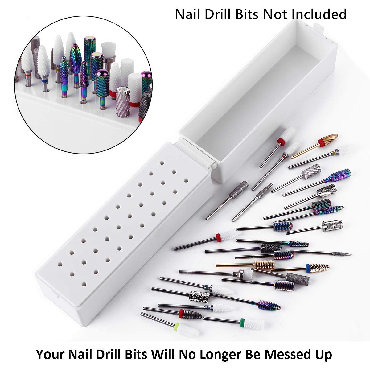 Makartt Nail Drill Bits Holder Dustproof Stand Displayer Organizer Container 30 Holes Manicure Tools (Not Inlcude Drill Bits) B-22: Beauty