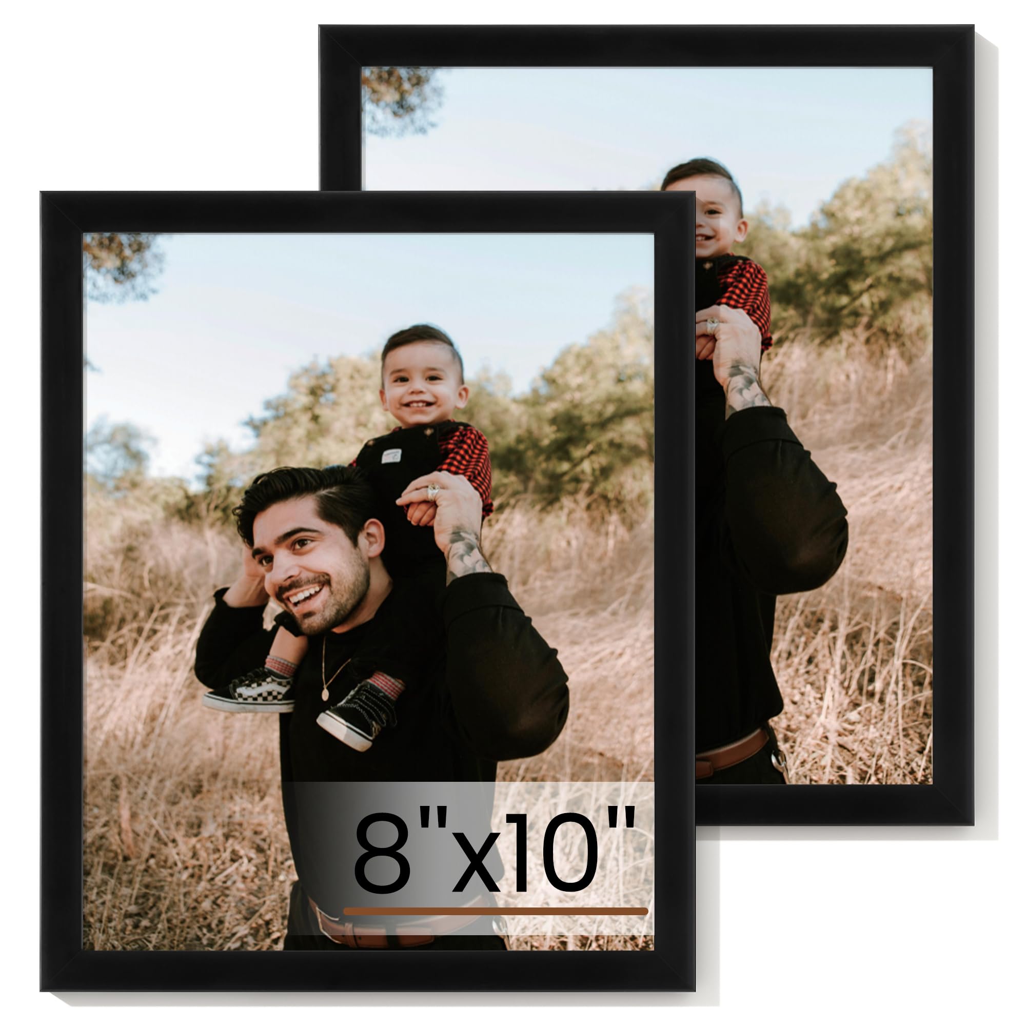 Photo 1 of 8x10 Picture Frame Set of 2,Display Pictures 8"x10",Black Photo Frame with Shatter Resistant Plexiglass,Picture Frames 8x10 Tabletop and Wall Mount,Poster Frame for Display Certificate Document