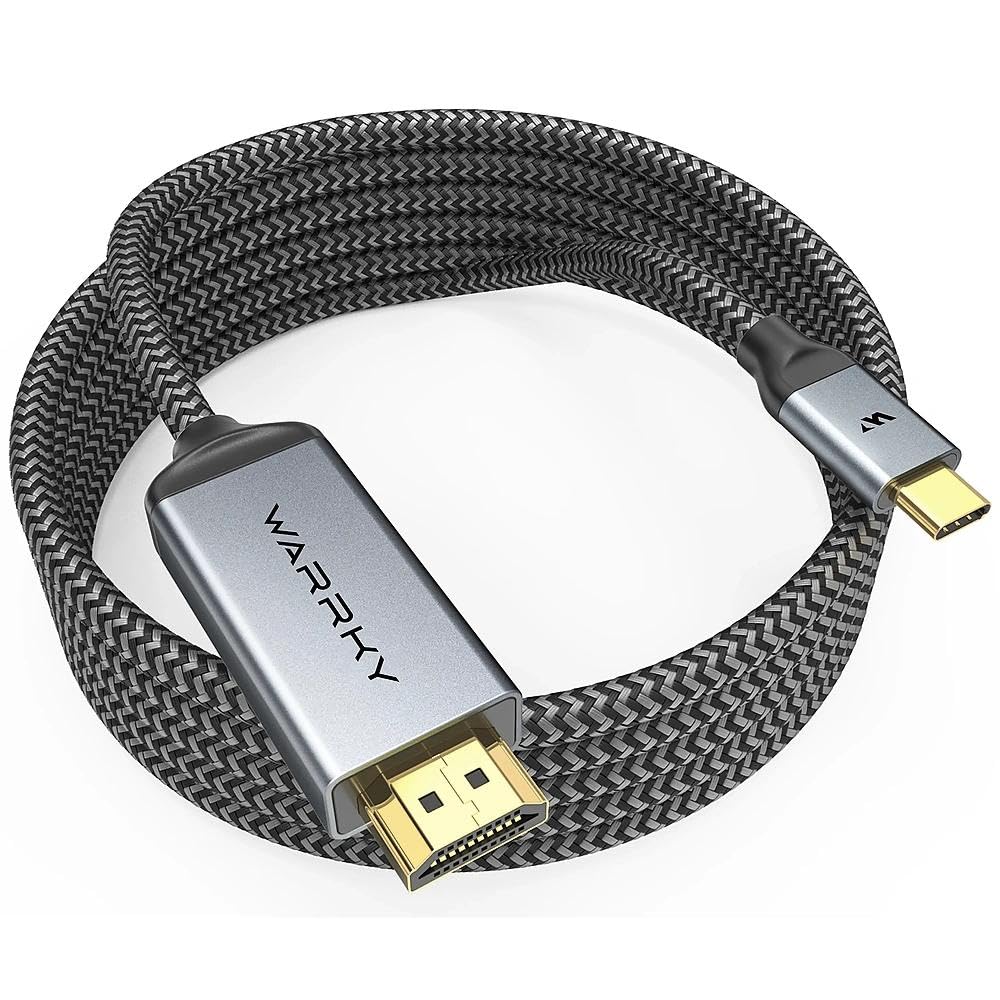 Photo 1 of Warrky USB C to HDMI Cable 4K, 15ft [Braided, High Speed] Thunderbolt 3 to HDMI Adapter Compatible for New iPad, MacBook Pro/Air, iMac, Galaxy S20 S10 S9 S8, Surface, Dell, HP