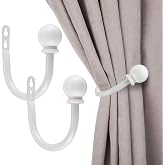 Sumnacon Curtain Holdbacks 2 Pcs Wall Mounted Curtain Tiebacks,White | Aluminum Alloy Window Drapery Tiebacks with Screws for Drapes Decorative Curtain Tie Backs for Bedroom Livingroom,Office