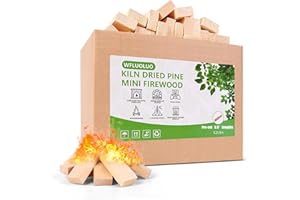 WFLUOLUO 3.5" Lengths Mini Fire Sticks Wood,Pine Kiln Dried Firewood,Small Barkless Kindling Logs,Fire Pit Accessories Prefect for Mesa,Tabletop Fire Pit,Pizza Oven,12Lbs