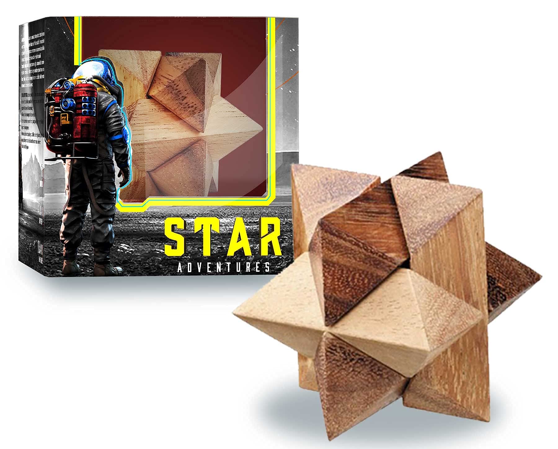 Logica Puzzles Art. Polar Star - 3D Wooden Brain Teaser - Difficulty 3/6 Hard - Star Adventures Series