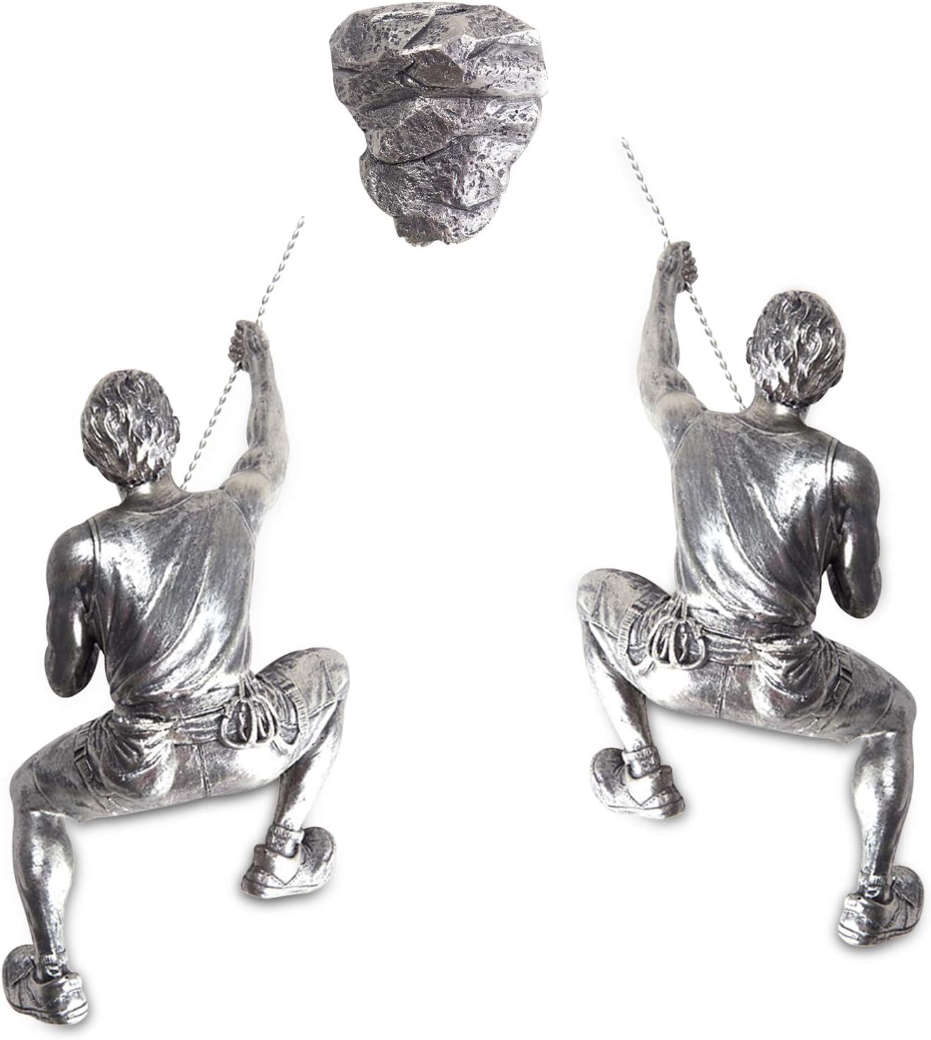 Olpchee Men Climbing Wall Sculpture Resin Art Wall Sculptures Home Decor Vintage Statue Figure Kit for Home Office Shop 3Pcs/Set (Silver Rust)