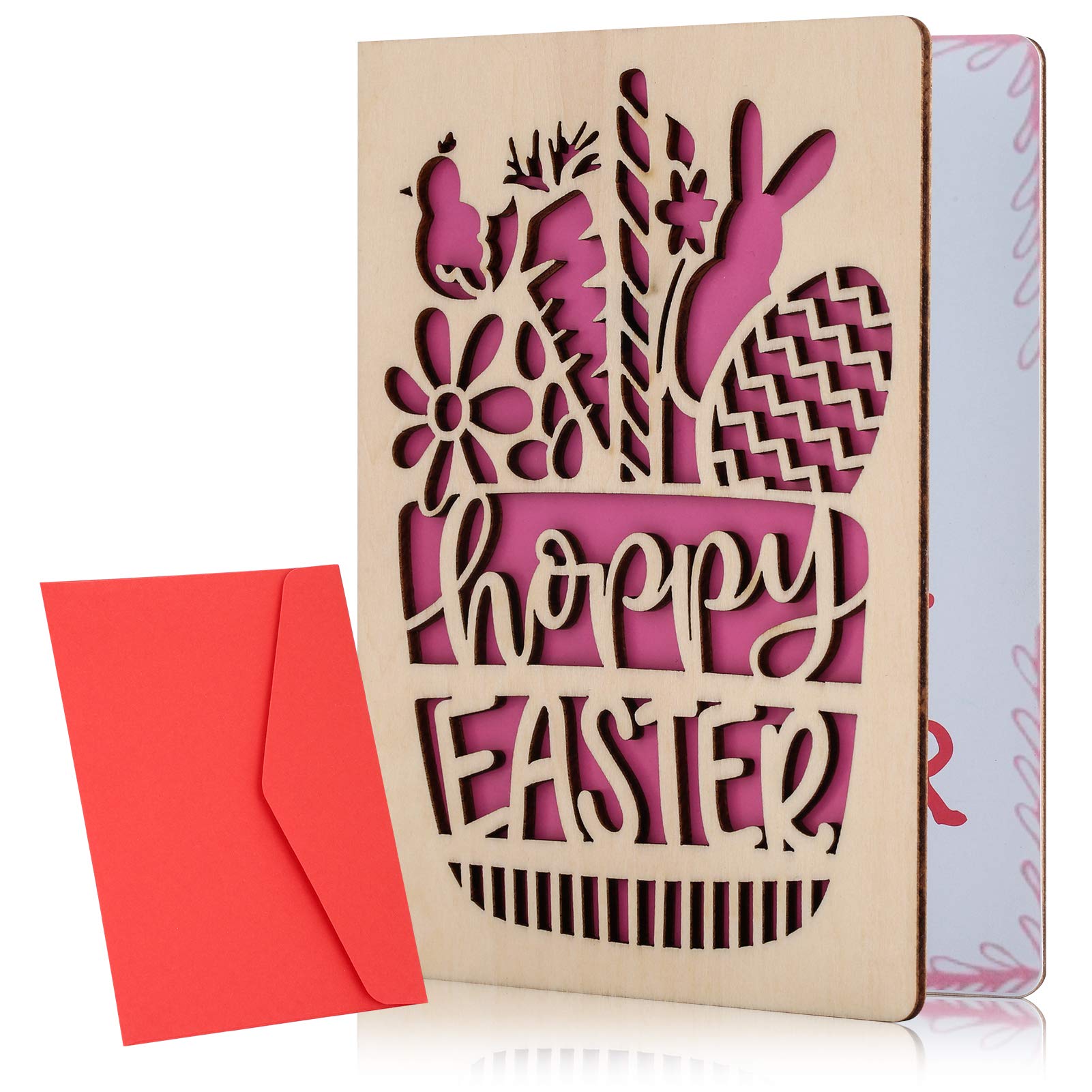 Wooden Easter Card Religious,Easter Card for All the Family,Religious Easter Card for Wife Husband Mum,Happy Easter Card for Son Daughter Grandson Granddaughter,Handmade Easter Card with Envelope