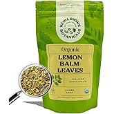 Worldwide Botanicals Organic Lemon Balm Tea, 6 Ounces - Loose Leaf Premium Herbal Tea | 100% Pure Lemon Balm Leaves | For Stress Relief and Good Digestion | Kosher