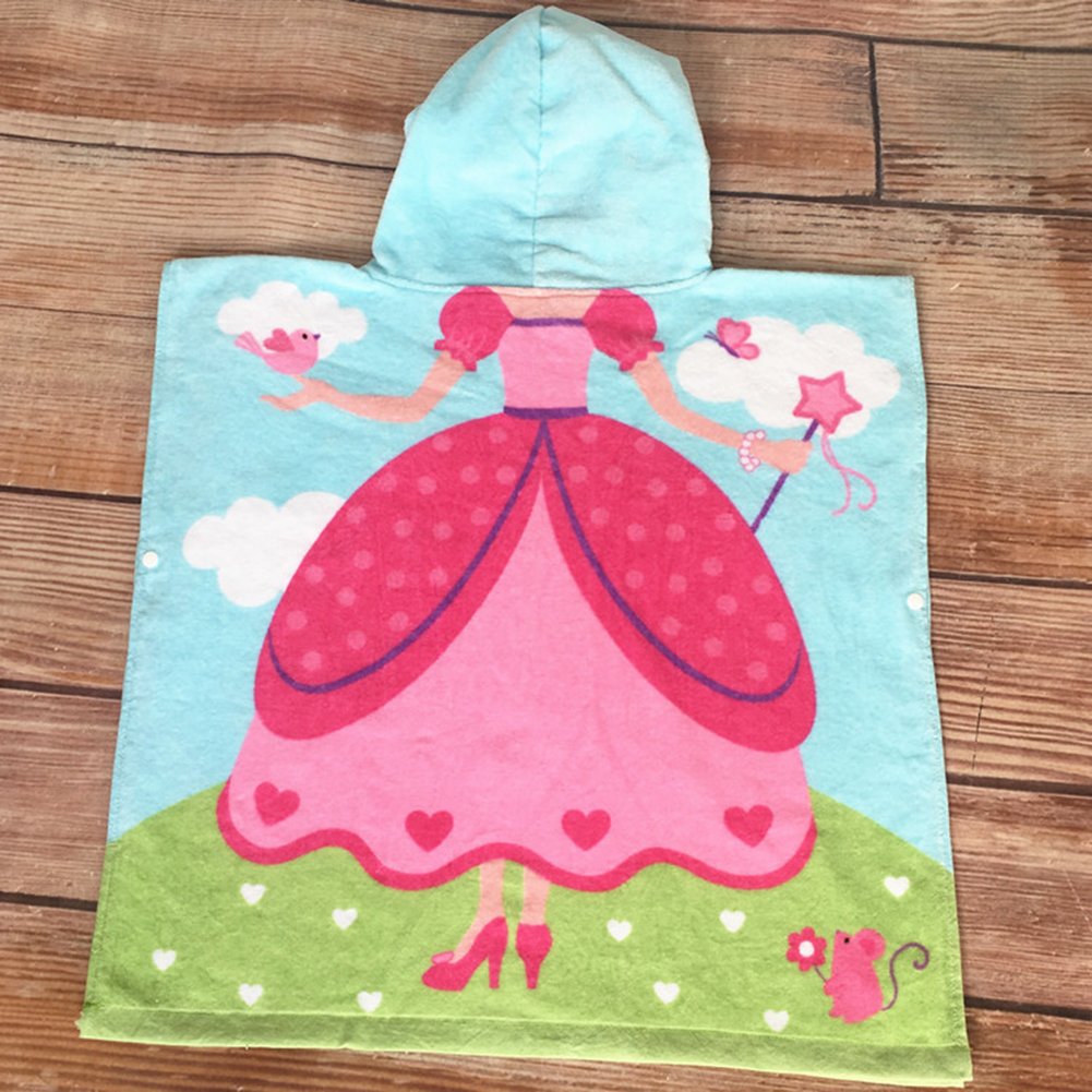 ele ELEOPTION Childrens Beach Poncho Towel, Kids Swimming Bath Towel Hooded Beach Towel Microfiber 100% Cotton Wetsuit Changing Towel Light Weight, Perfect for Girls Boys 1-6 Years old (Magic Pricess)