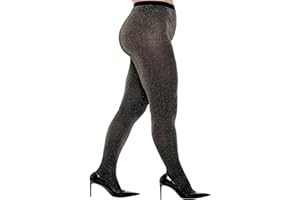 Rzkulek Women's Plus Size Sparkly Gold Shimmer Tights, 50D High Waist Golden Glitter Pantyhose for Party/Evening Wear