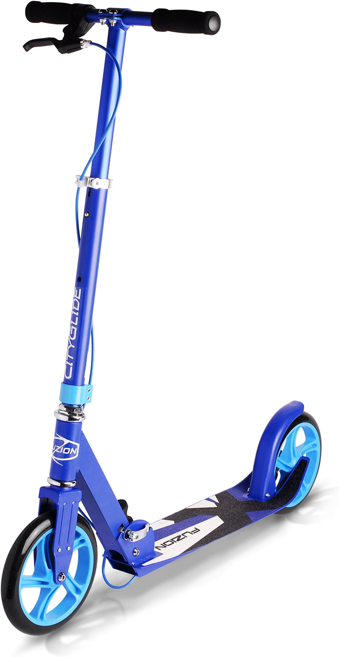 Fuzion Cityglide B200 Adult Kick Scooter w/Hand Brake - 220lb Weight Limit - Folds Down - Adjustable Handle Bars - Smooth & Fast Ride