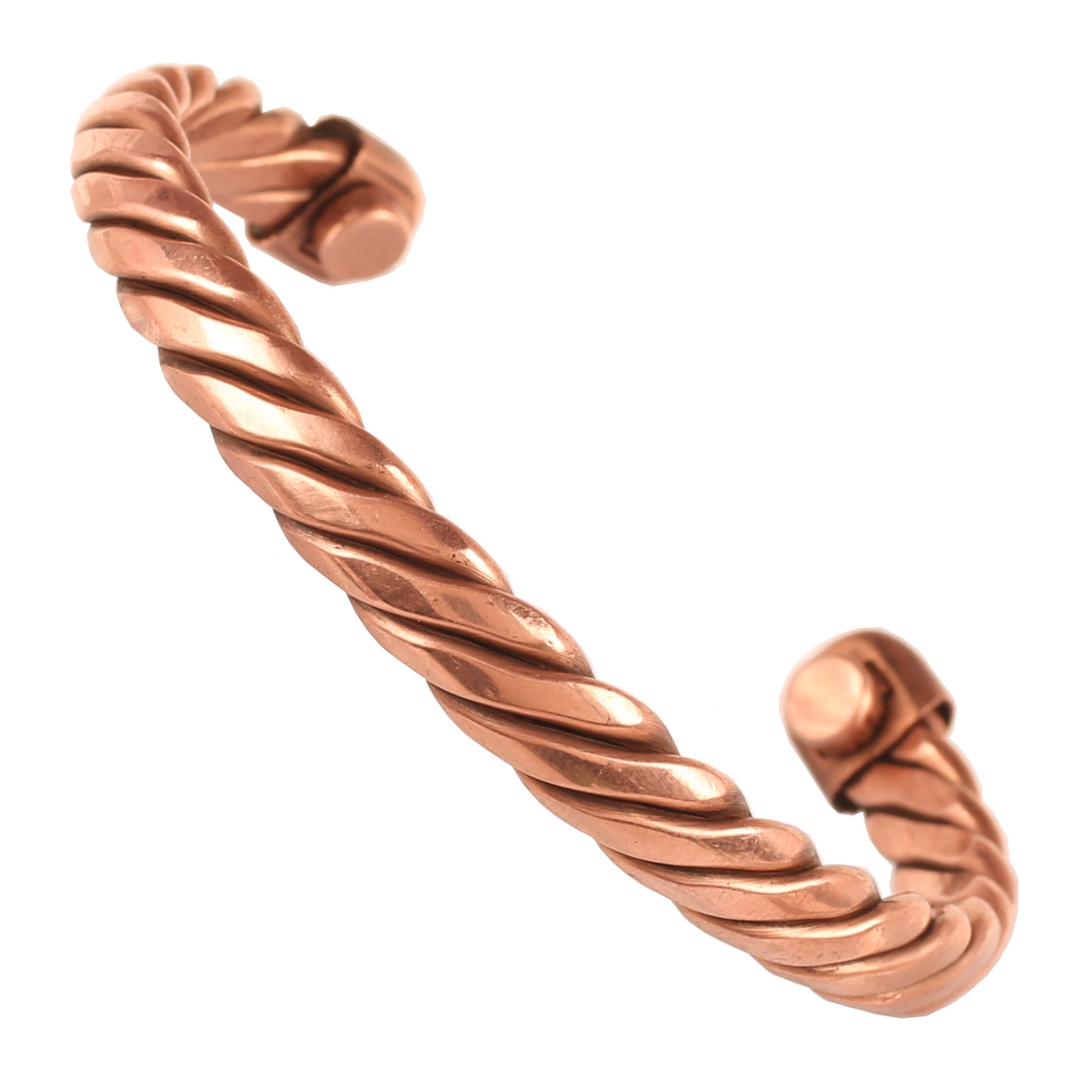 Touchstone Copper magnetic bracelet Tibetan style. Hand forged with solid and high gauge pure copper. Twisted rope look.
