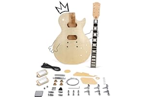FESLEY T DIY Electric Guitar Kit: LP Style DIY Guitar Kit with Okoume Body, Flamed Maple Veneer, Purpleheart Fingerboard, HH Pickups, Chrome Hardware – Build Your Own Guitar Kit for Beginners & Adults