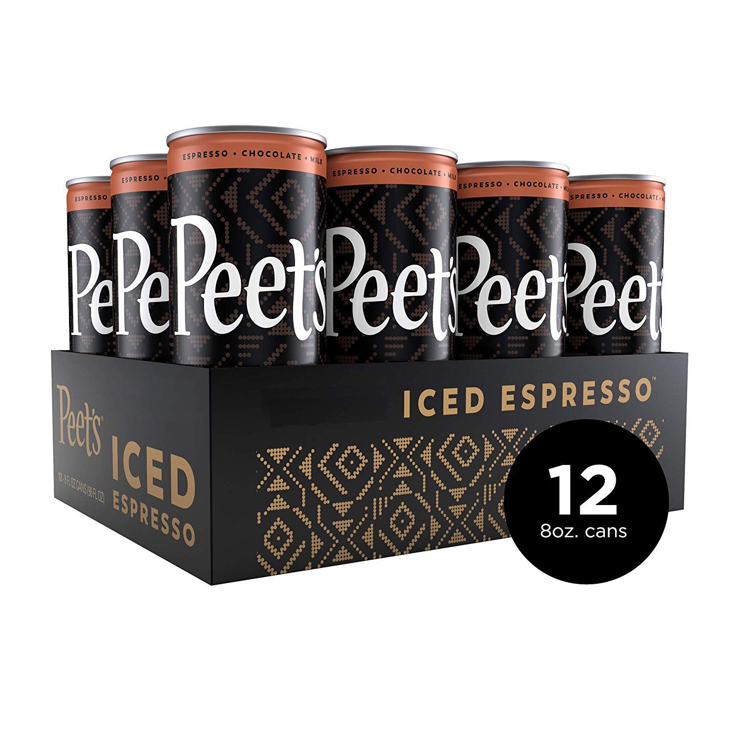 Peet's Iced Espresso Mocha 8oz, Single Origin Colombian Espresso + Milk and Cane Sugar, 110 calories, 12 pack : Grocery & Gourmet Food