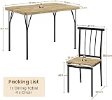 Yaheetech 4-Piece Dining Set Table 110x70 cm Brown with 4 Chairs view 3
