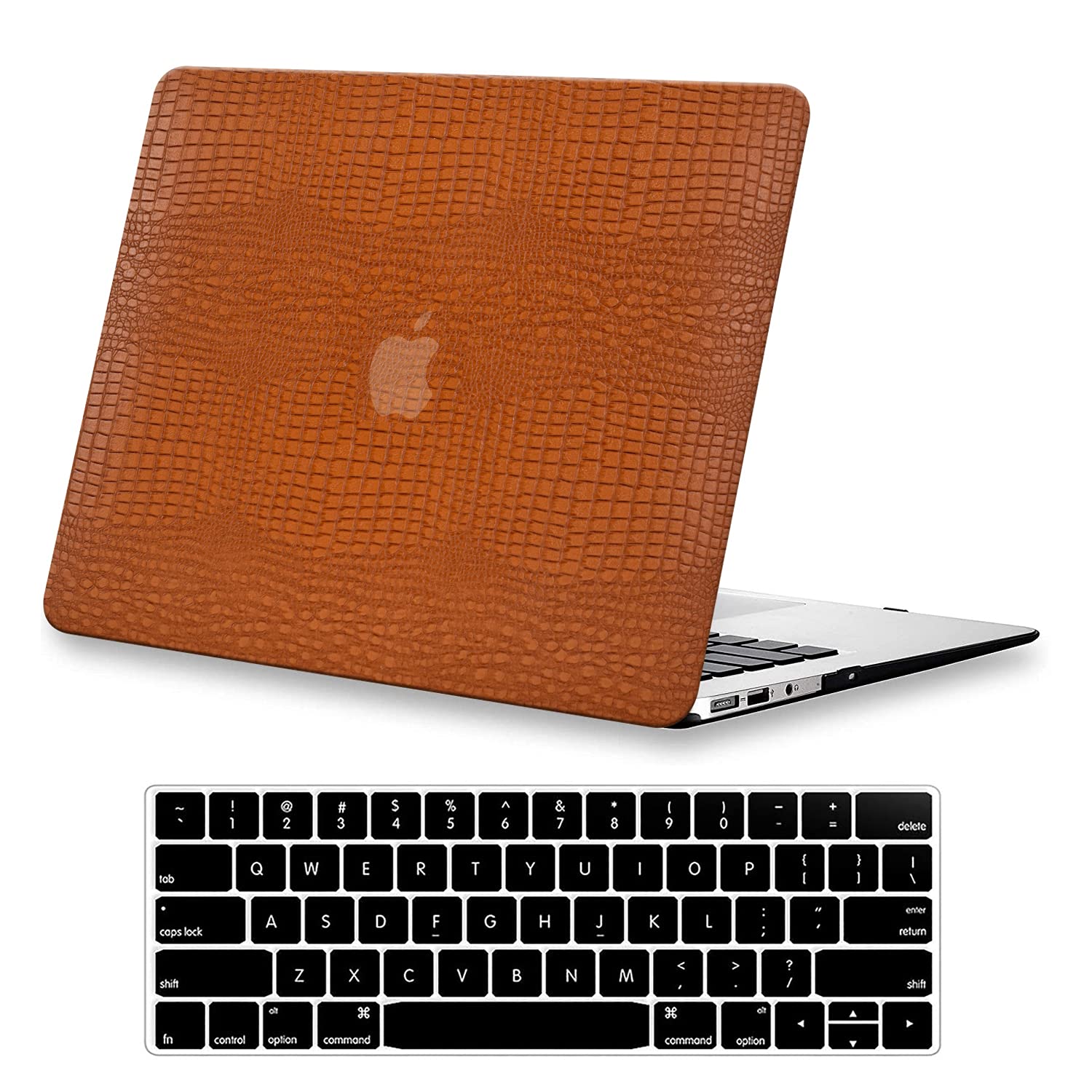 Photo 1 of DTangLsm for MacBook Pro 14 inch Case 2024-2021 M4 M3 M2 M1 A3401 A3185 A3112 A2992 A2918 A2779 A2442, Crocodile Skin Alligator PU Leather Hard Shell Cover for MacBook Pro 14 Case+Keyboard Cover,Brown