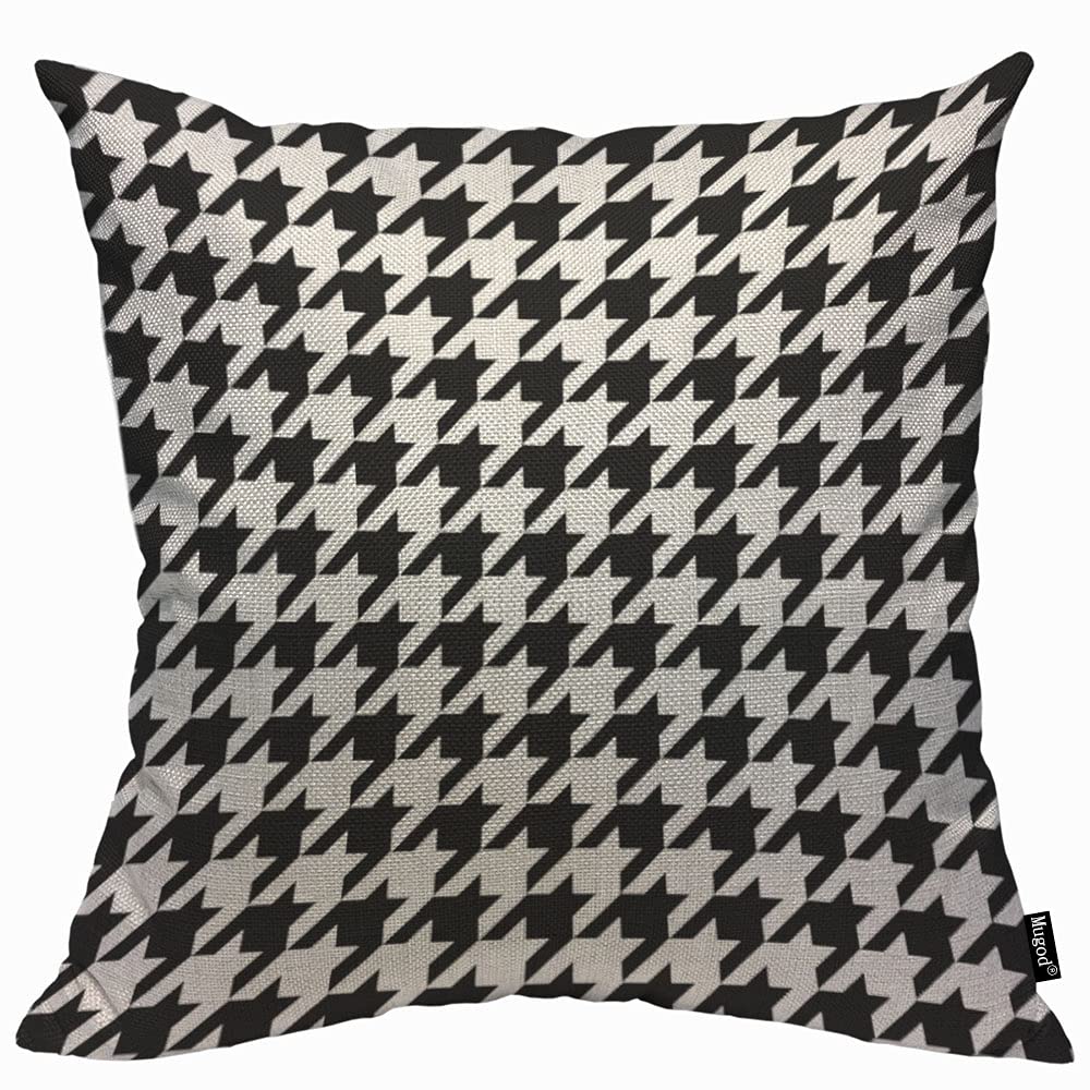 Mugod Black and White Houndstooth Cushion Cover Throw Pillow Covers Pillow Case for Men Women Decorative Home Sofa Chair Couch 45x45cm/18x18 Inch