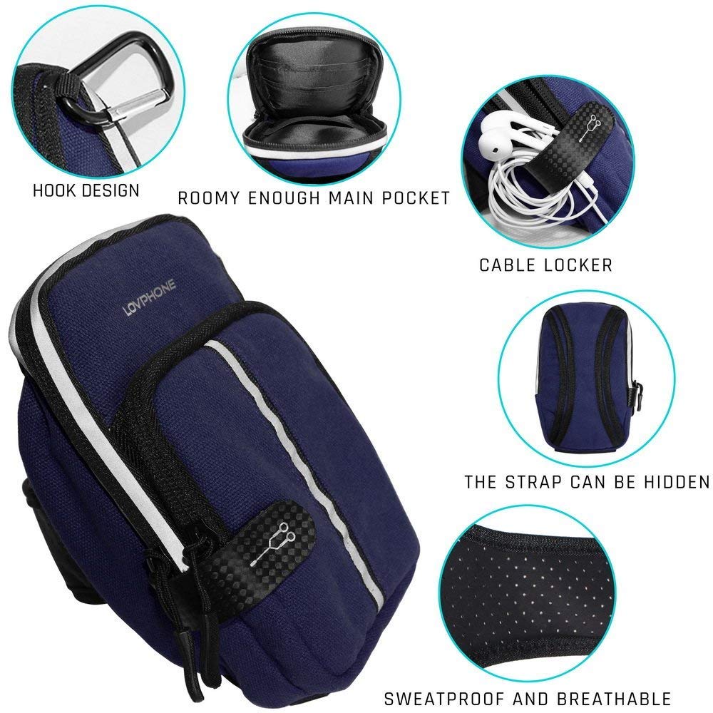 LOVPHONE Sports Armband, Double Pockets Phone Running Armband for iphone X/8/8 Plus/7/7 Plus, Samsung Galaxy Note 8/S8/S8 Plus/S7, Water Resistant (Blue, 7.0-12.8inch)