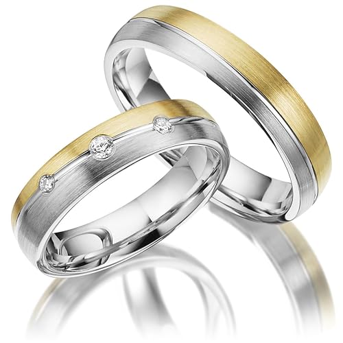 2 x Trauringe 925 Silber PAARPREIS inkl. Swarovski Crystal und Gravur AG.41