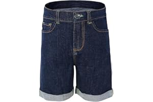 Bienzoe Girls Denim Jean Shorts: Kids High Waisted Cotton Stretch Summer Casual Rolled Bermuda