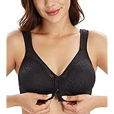 Lemorosy Women's Plus Size Full Coverage Front Closure Posture Back Unpadded Wireless Double Support Minimizer Bra