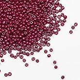 Tibaoffy Fuchsia Beads Size 6/0 Crafts Glass Seed Beads 4mm for Jewelry Making (Total About 100g About 1200pcs)