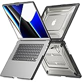 Batianda Upgraded Heavy Duty Case for New MacBook Pro 16 inch 2024 2023 Release,Honeycomb Hybrid TPU + Matte PC Armor with Reinforced Kickstand & Keyboard Cover Stable Stand for Long Desk Work, Black
