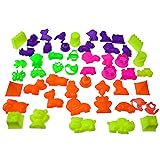 50 Piece Deluxe Kinetic Sand Molds Set - Safari Animals Mini Castles and Geometric Shapes Sand not included Compatible with Sands Alive Kinetic Sand Brookstone Sand Moon Sand Any Molding Sand