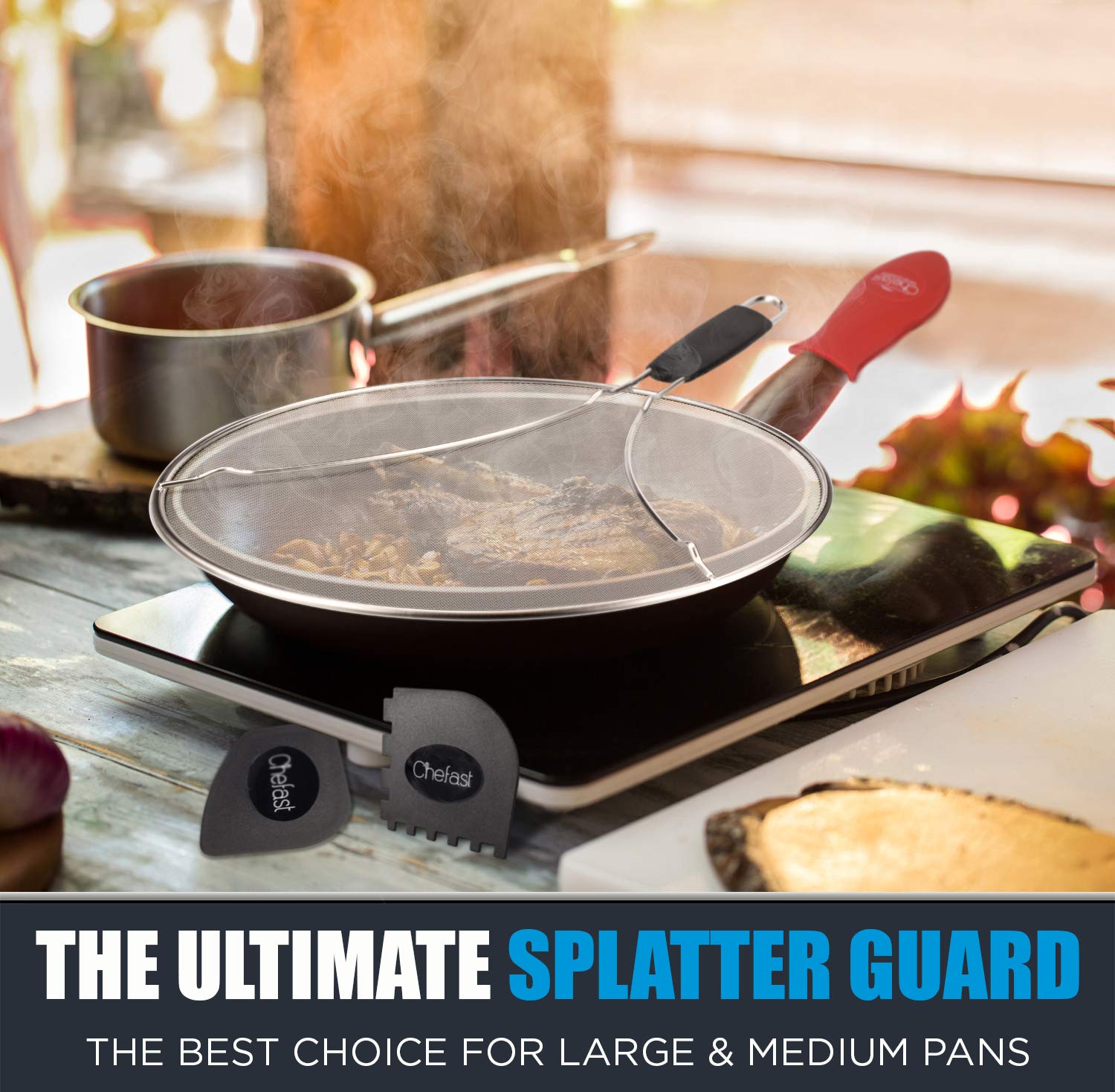 Chefast Splatter Screen Set 13Inch Stainless Steel Grease Guard