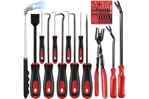 Doaho 13 Pcs Automotive Pick Set and Hook Tool Kit with Auto Gasket Scraper Clip Removal Plier Rivets Puller Telescoping Magnetic Pickup for Mechanic Repair