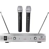 Rockville RWM1202VH VHF Wireless (2) Handheld Microphone System, Metal Receiver, Dual Filter, Ultra Signal Stability, Low Power Consumption, Perfect for Karaoke and Presentations