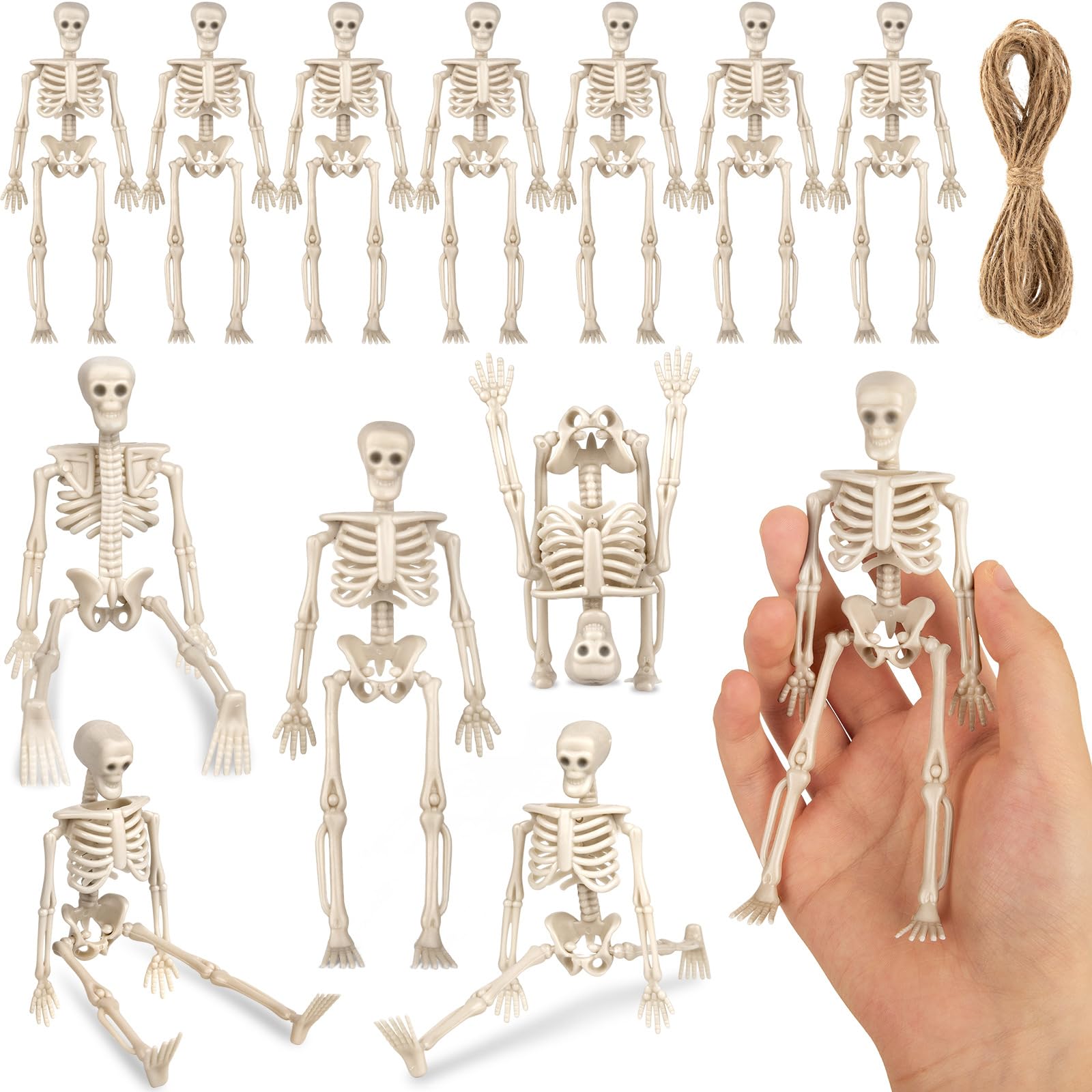 ZHWKMYP 12 Pcs Mini Skeleton Figurines, Small Skeletons for Halloween Decor, Halloween Decorations for Craft Haunted House Accessories Party Favors