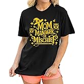 Women T Shirt Funny Mom Manager Shirt Summer Crew Neck Tops Womens Short Sleeve T Shirts Casual Tops Cute Graphic Loose Tees