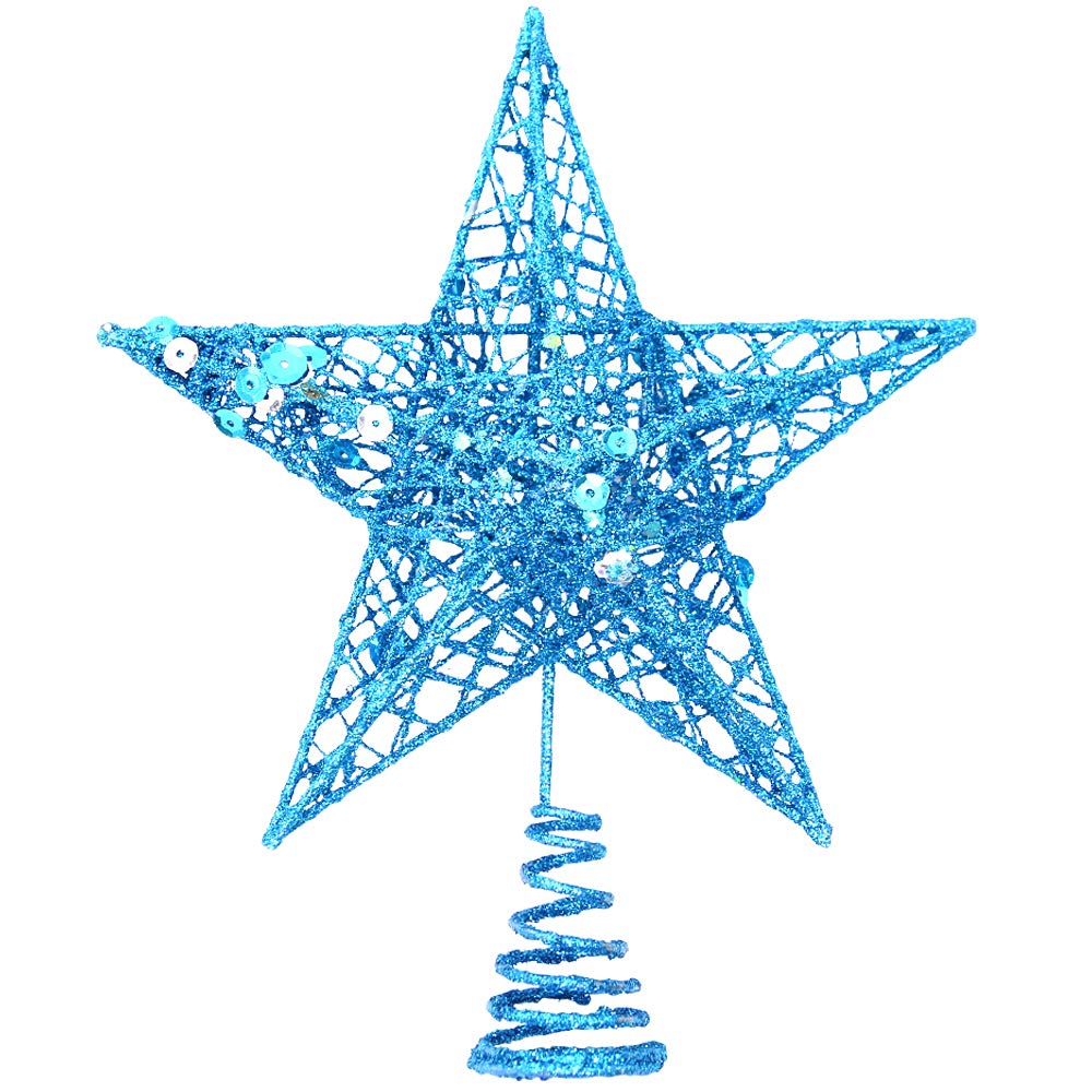 Time to Sparkle 20 * 16 * 4cm Glitter Christmas Tree Topper Star For Christmas Tree Decoration Blue