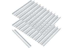 VAMRONE 20 Piece Aluminum DIN Rails, 12 Inches Long, 35mm Wide, 7.5mm High, Top Hat Slotted DIN Rail with RoHS