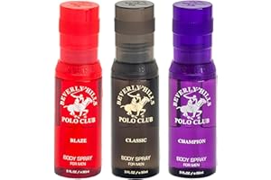 Beverly Hills Polo Club Men's Luxury Body Spray Gift Set - 3 x 3oz Designer Cologne Scents for Dynamic Freshness, Confidence & Active Lifestyles | Gold Collection Ideal for Gifting