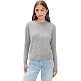 White & Warren Women's Cashmere Crew Pullover, Grey Heather, S