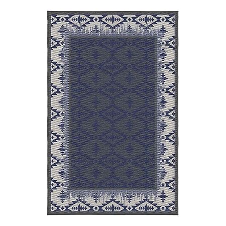 Korhani Outdoorteppich Cornwall Gartenteppich 200x265cm Blau/Beige 100% Polypropylen (UV-behandelt) Balkonteppich Terrassente