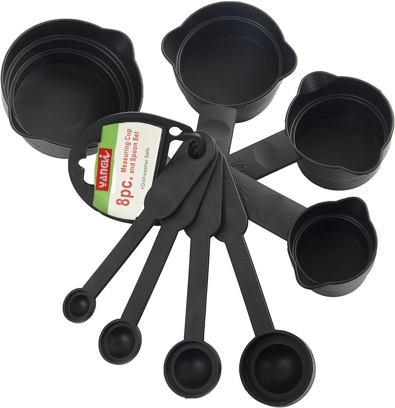 Shri Balaji Enterprises,8 Pcs Plastic Measuring Cup and Spoon Set, Black
