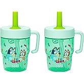 Zak Designs Bluey Capri Toddler Tumbler For Travel or At Home, 10oz 2-Pack Durable Plastic Sippy Cups With Handle and Leak-Proof Design are Perfect For Kids (Bluey and Bingo)