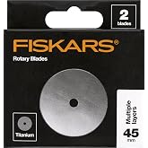 Fiskars 45mm Titanium Rotary Cutter Blade Replacements for Fabric, 2-Pack | Premium Steel with Titanium Coating for Ultimate Durability, Precision Cutting for Crafts, Sewing, and Quilting Projects