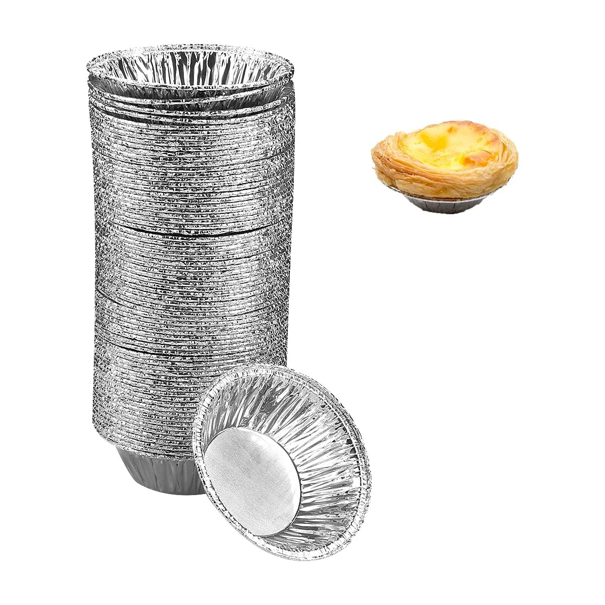 Jagowa 100 Pcs Foil Trays - Tart, Muffin, Bun, and Egg Tart Cases - Perfect for Baking and Cooking Pastries, Cakes, and More