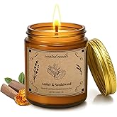 Scented Candles, 16oz Large Jar Soy Wax Candle – Amber & Sandalwood with Premium Plant Wax Blend for Consistent Burn, Aromatherapy Candle for Home Scented, Relaxation and Gift for Women/Men