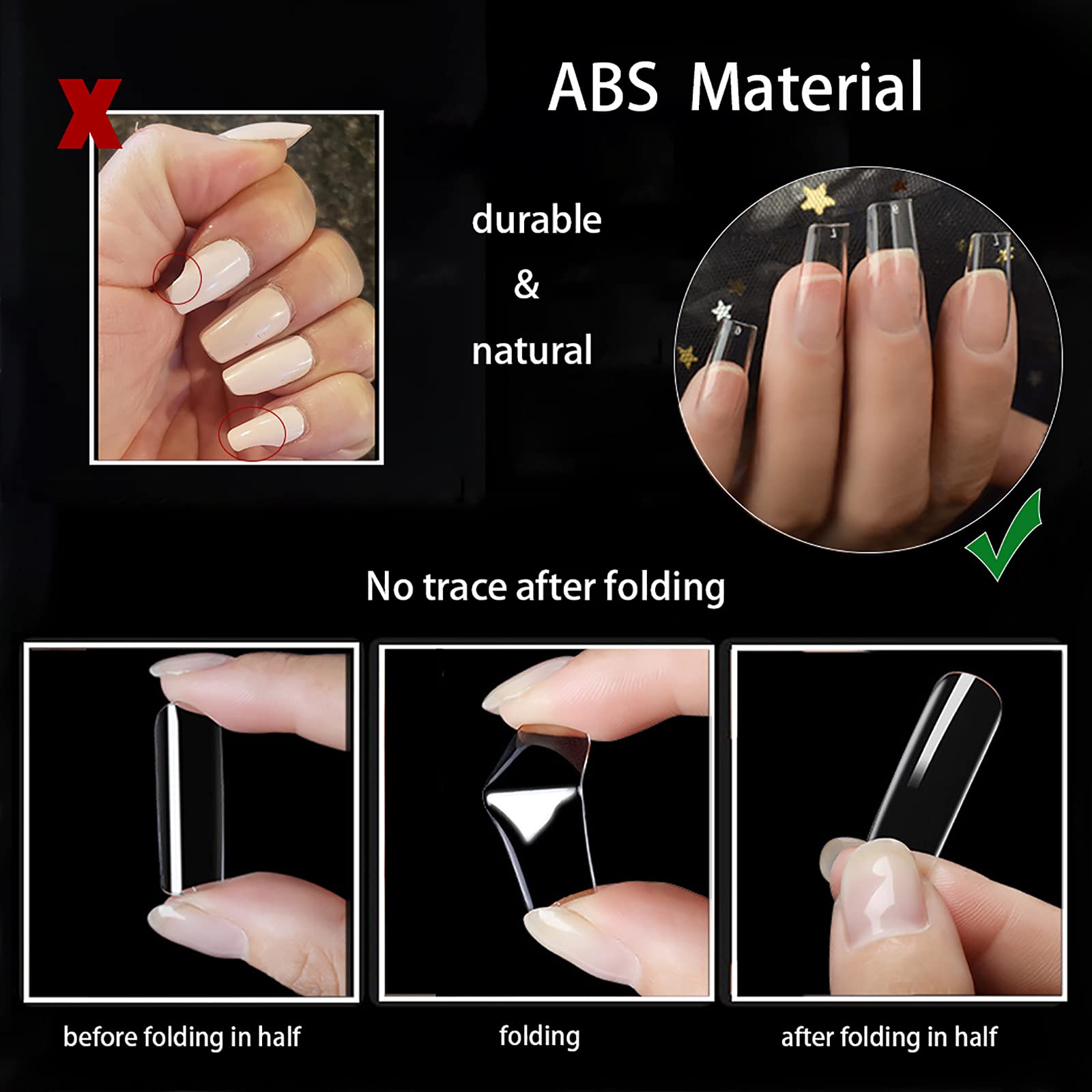 500Pcs Square Nail Tips Full Cover Clear Fake Nail Tips for Acrylic Nails, Size 0~9 - Image 4