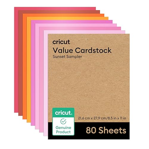 Cricut Value Cardstock Paper, Sunset Sampler - 80 sheets (8.5" x 11") - Compatible with Joy Xtra, Explore, & Maker Machines - Letter Size