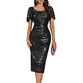 BeryLove Women Sequin Formal Cocktail Party Dresses Prom Bodycon Dress